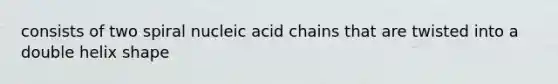 consists of two spiral nucleic acid chains that are twisted into a double helix shape