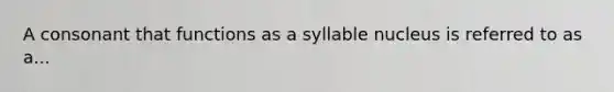 A consonant that functions as a syllable nucleus is referred to as a...