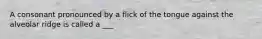 A consonant pronounced by a flick of the tongue against the alveolar ridge is called a ___