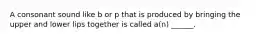 A consonant sound like b or p that is produced by bringing the upper and lower lips together is called a(n) ______.