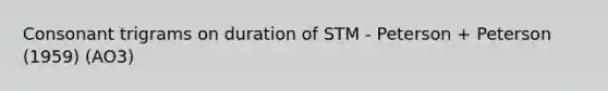 Consonant trigrams on duration of STM - Peterson + Peterson (1959) (AO3)