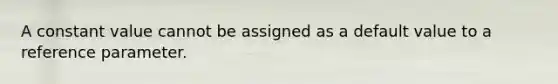 A constant value cannot be assigned as a default value to a reference parameter.