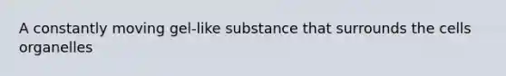 A constantly moving gel-like substance that surrounds the cells organelles