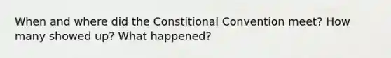 When and where did the Constitional Convention meet? How many showed up? What happened?