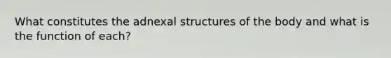 What constitutes the adnexal structures of the body and what is the function of each?