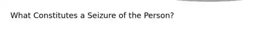 What Constitutes a Seizure of the Person?