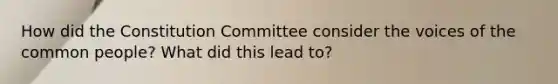 How did the Constitution Committee consider the voices of the common people? What did this lead to?