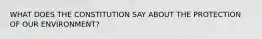 WHAT DOES THE CONSTITUTION SAY ABOUT THE PROTECTION OF OUR ENVIRONMENT?