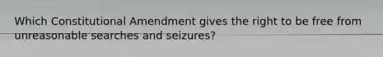 Which Constitutional Amendment gives the right to be free from unreasonable searches and seizures?