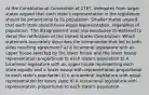 At the Constitutional Convention of 1787, delegates from larger states argued that each state's representation in the legislature should be proportional to its population. Smaller states argued that each state should have equal representation, regardless of population. The disagreement over representation threatened to derail the ratification of the United States Constitution. Which statement accurately describes the compromise that led to both sides reaching agreement? a) A bicameral legislature with an upper house selected by the lower house and the lower house representation proportional to each state's population b) A bicameral legislature with an upper house representing each state equally and a lower house with representation proportional to each state's population c) A unicameral legislature with equal representation for every state d) A unicameral legislature with representation proportional to each state's population.