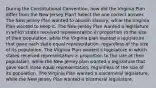 During the Constitutional Convention, how did the Virginia Plan differ from the New Jersey Plan? Select the one correct answer. The New Jersey Plan wanted to abolish slavery, while the Virginia Plan wanted to keep it. The New Jersey Plan wanted a legislature in which states received representation in proportion to the size of their population, while the Virginia plan wanted a legislature that gave each state equal representation, regardless of the size of its population. The Virginia Plan wanted a legislature in which states received representation in proportion to the size of their population, while the New Jersey plan wanted a legislature that gave each state equal representation, regardless of the size of its population. The Virginia Plan wanted a unicameral legislature, while the New Jersey Plan wanted a bicameral legislature.