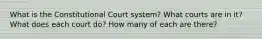 What is the Constitutional Court system? What courts are in it? What does each court do? How many of each are there?