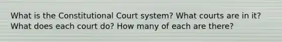 What is the Constitutional Court system? What courts are in it? What does each court do? How many of each are there?