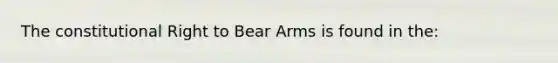 The constitutional Right to Bear Arms is found in the: