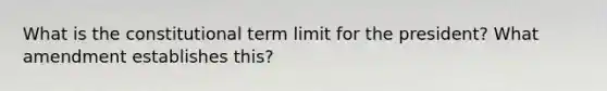 What is the constitutional term limit for the president? What amendment establishes this?