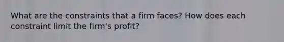 What are the constraints that a firm faces? How does each constraint limit the firm's profit?