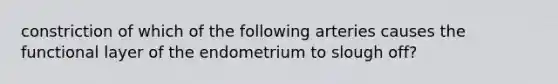 constriction of which of the following arteries causes the functional layer of the endometrium to slough off?