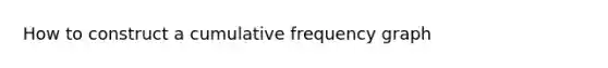 How to construct a cumulative frequency graph