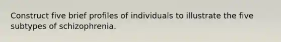 Construct five brief profiles of individuals to illustrate the five subtypes of schizophrenia.