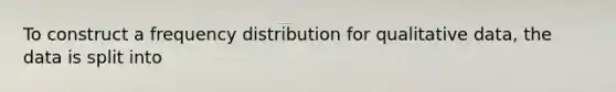 To construct a frequency distribution for qualitative data, the data is split into