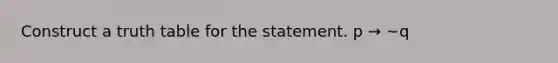 Construct a truth table for the statement. p → ~q