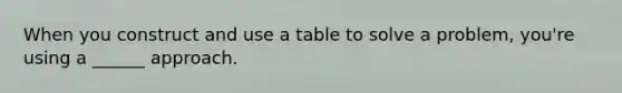 When you construct and use a table to solve a problem, you're using a ______ approach.