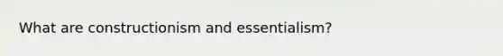 What are constructionism and essentialism?