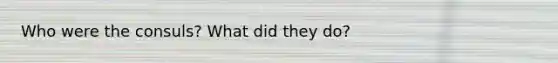 Who were the consuls? What did they do?