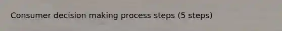 Consumer decision making process steps (5 steps)