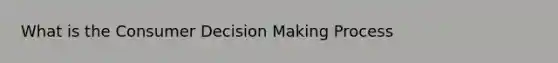 What is the Consumer Decision Making Process