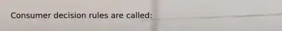Consumer decision rules are called: