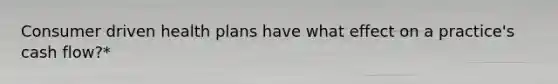 Consumer driven health plans have what effect on a practice's cash flow?*