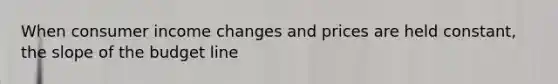 When consumer income changes and prices are held constant, the slope of the budget line