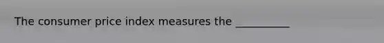 The <a href='https://www.questionai.com/knowledge/kKRF899Ngu-consumer-price-index' class='anchor-knowledge'>consumer price index</a> measures the __________