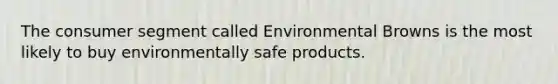 The consumer segment called Environmental Browns is the most likely to buy environmentally safe products.