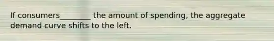 If consumers________ the amount of spending, the aggregate demand curve shifts to the left.