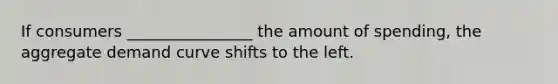 If consumers ________________ the amount of spending, the aggregate demand curve shifts to the left.