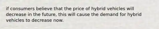 if consumers believe that the price of hybrid vehicles will decrease in the future, this will cause the demand for hybrid vehicles to decrease now.