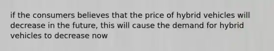 if the consumers believes that the price of hybrid vehicles will decrease in the future, this will cause the demand for hybrid vehicles to decrease now