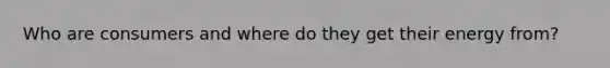 Who are consumers and where do they get their energy from?