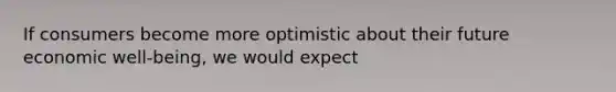 If consumers become more optimistic about their future economic well-being, we would expect