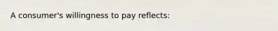 A consumer's willingness to pay reflects: