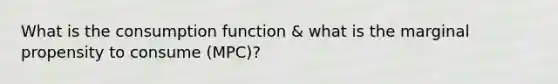 What is the consumption function & what is the marginal propensity to consume (MPC)?