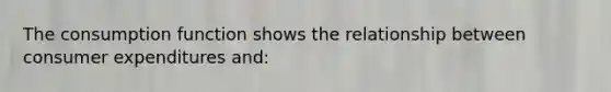 The consumption function shows the relationship between consumer expenditures and:
