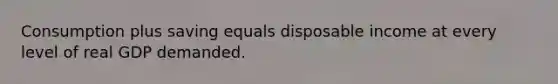 Consumption plus saving equals disposable income at every level of real GDP demanded.