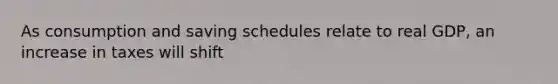 As consumption and saving schedules relate to real GDP, an increase in taxes will shift