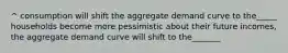 ^ consumption will shift the aggregate demand curve to the_____ households become more pessimistic about their future incomes, the aggregate demand curve will shift to the_______