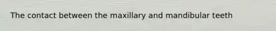 The contact between the maxillary and mandibular teeth