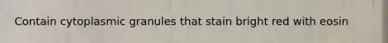 Contain cytoplasmic granules that stain bright red with eosin