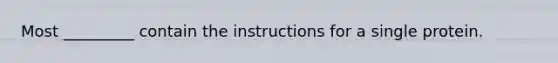 Most _________ contain the instructions for a single protein.